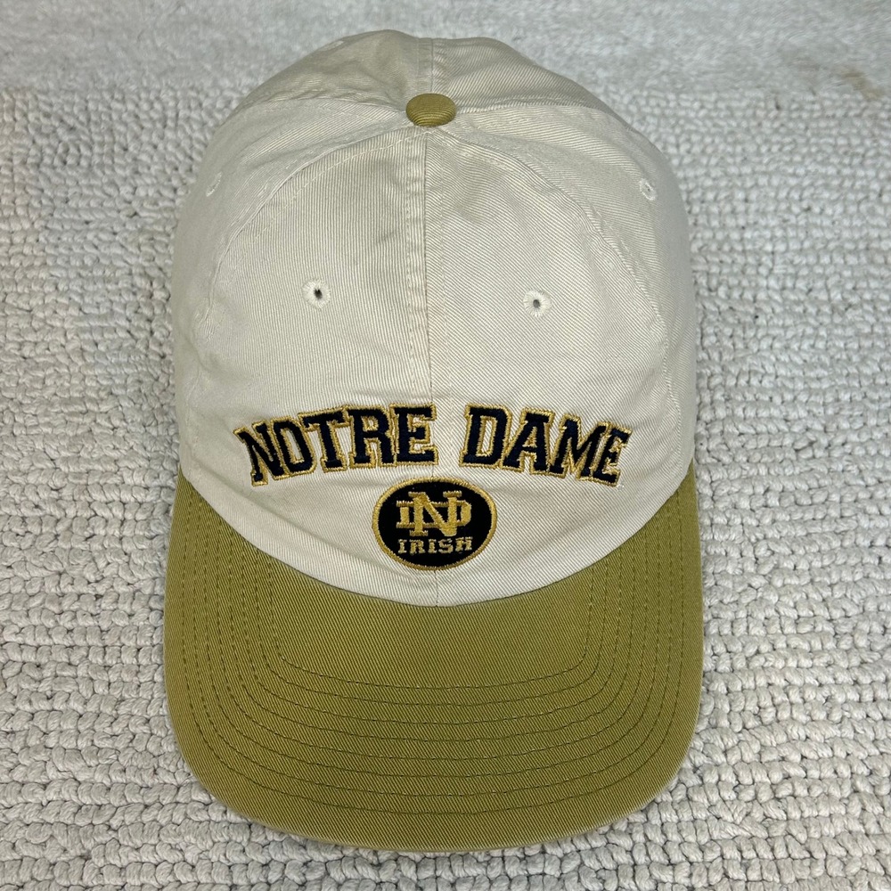 90s Vintage Notre Dame Fighting Irish Strap Back Hat OSFA Two Tone Dad Cap NCAA - Picture 2 of 11